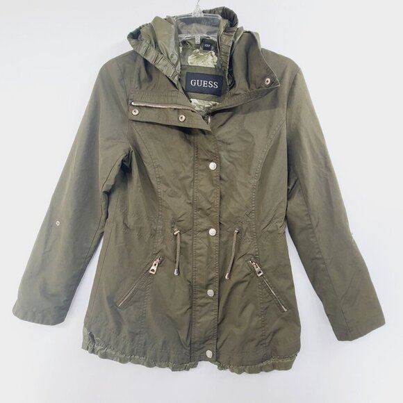 Guess Jackets & Blazers - Guess Women's Hooded Adjirondack Utility Rain Jacket Green Size S